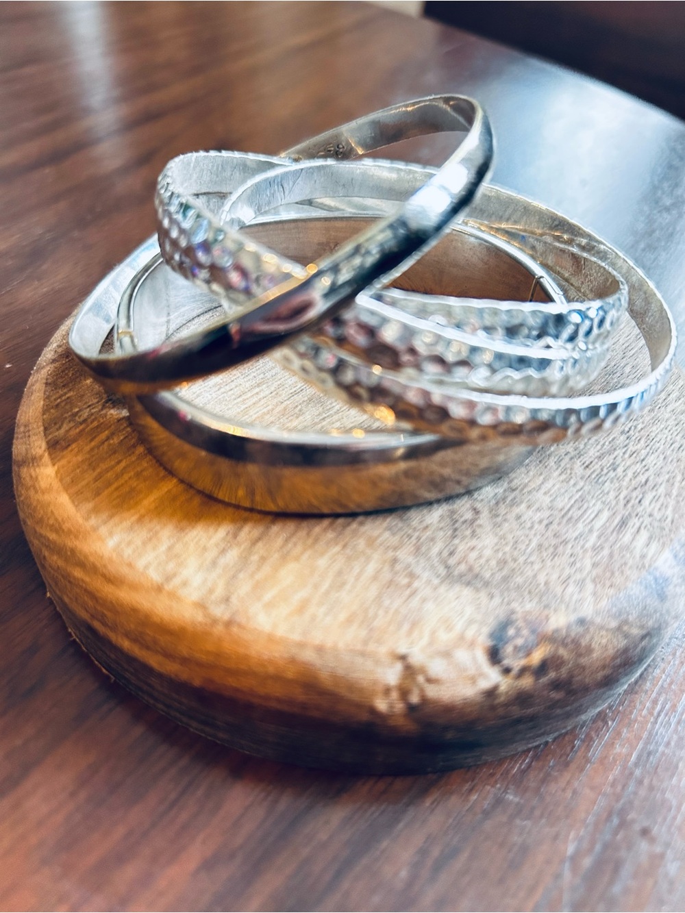 Mexican Sterling Silver Multi-Texture Bangle Set - Silver
